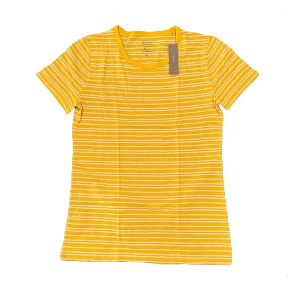 NWT J. Crew Gold/Yellow Stripe Cotton Crewneck T-Shirt - SIZE SMALL - Picture 1 of 10